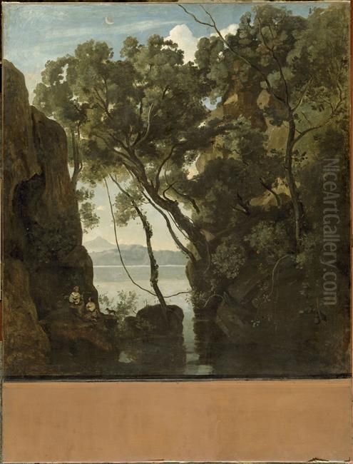 Lake Nemi Oil Painting by Jean-Baptiste Camille Corot