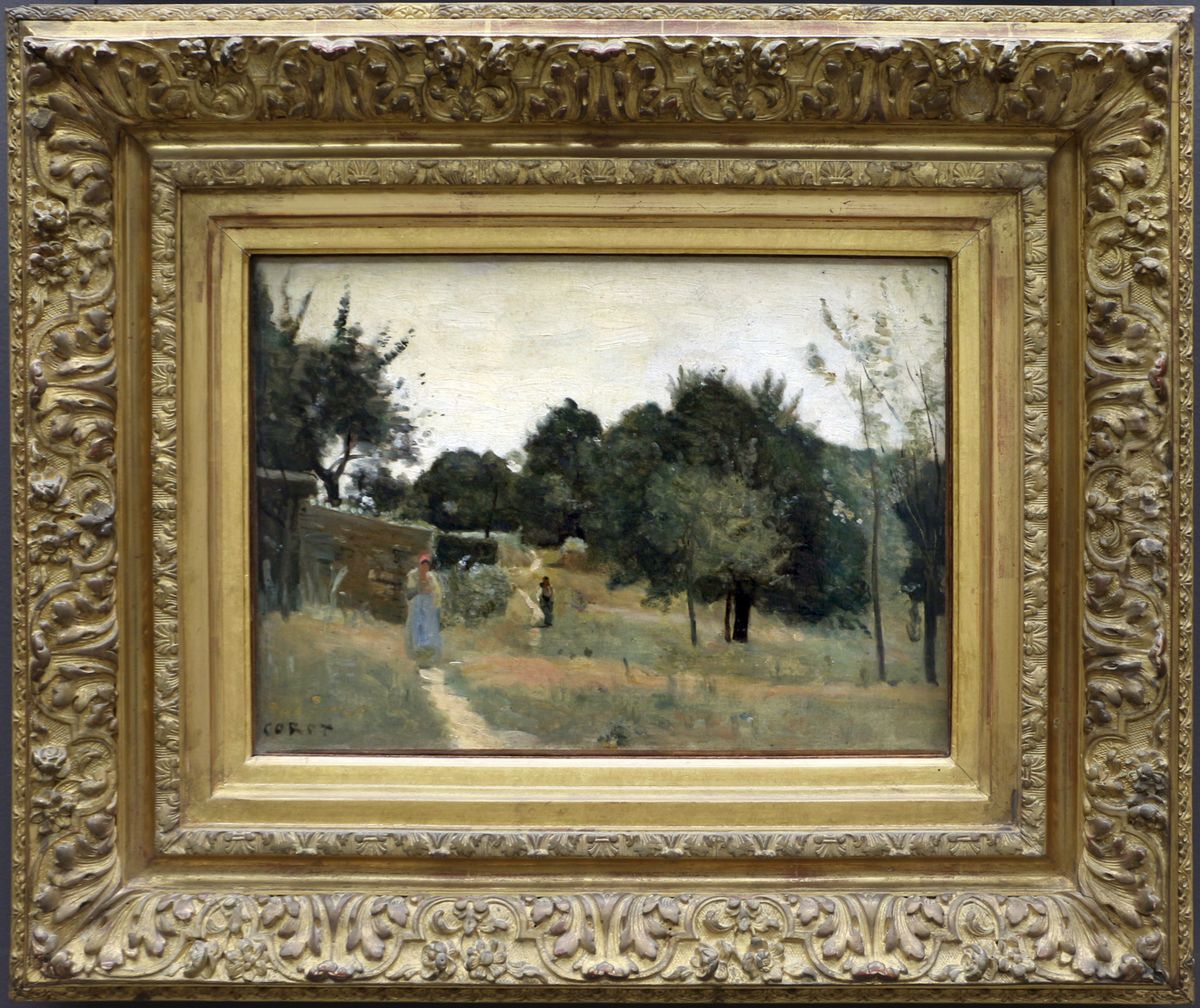 Marcoussis (Essonne). Un verger, le matin. Oil Painting by Jean-Baptiste Camille Corot