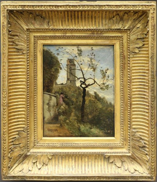La tour de Montlhery (Essonne). Oil Painting by Jean-Baptiste Camille Corot