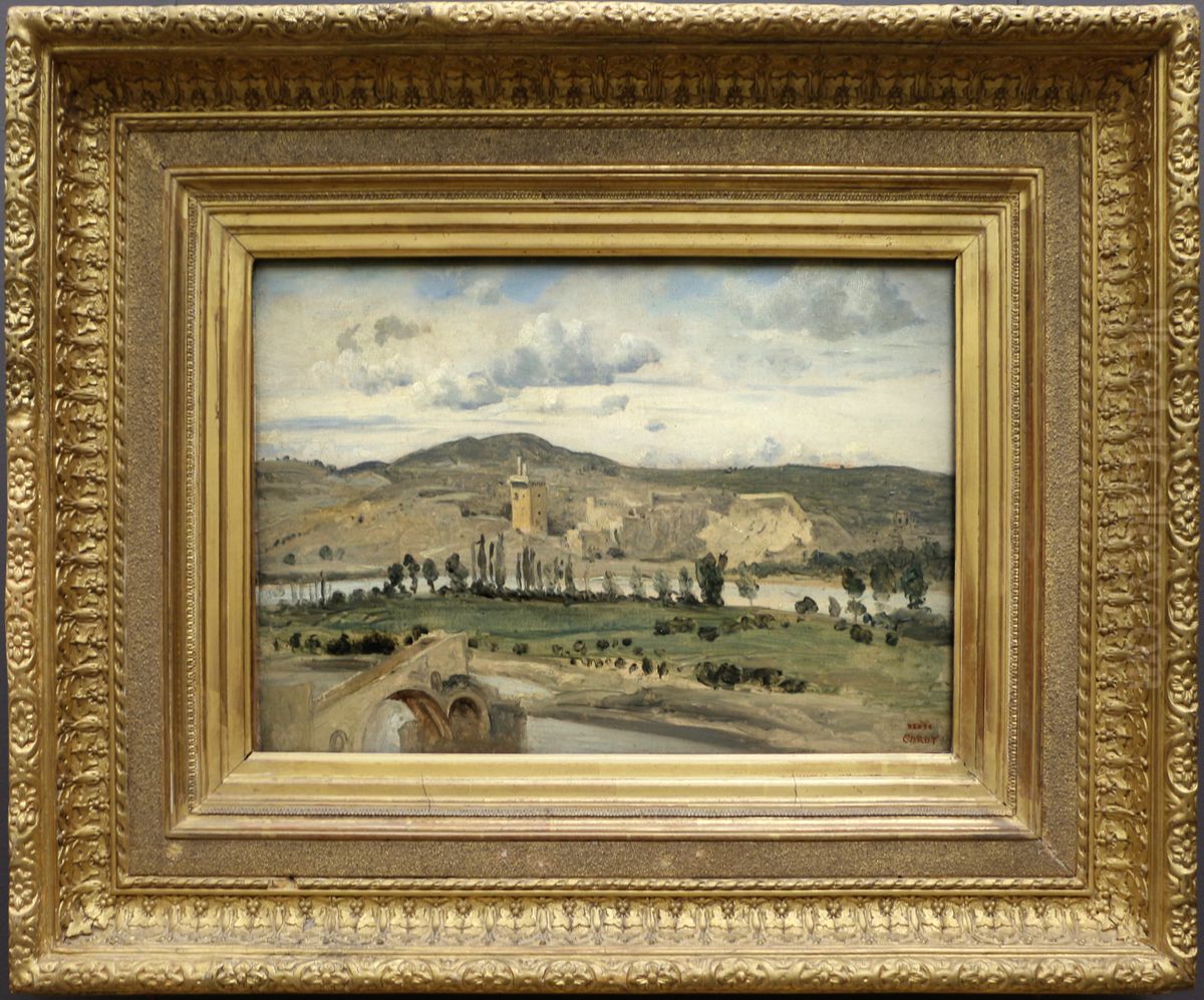 Villeneuve-lez-Avignon. La tour Philippe le Bel. Oil Painting by Jean-Baptiste Camille Corot