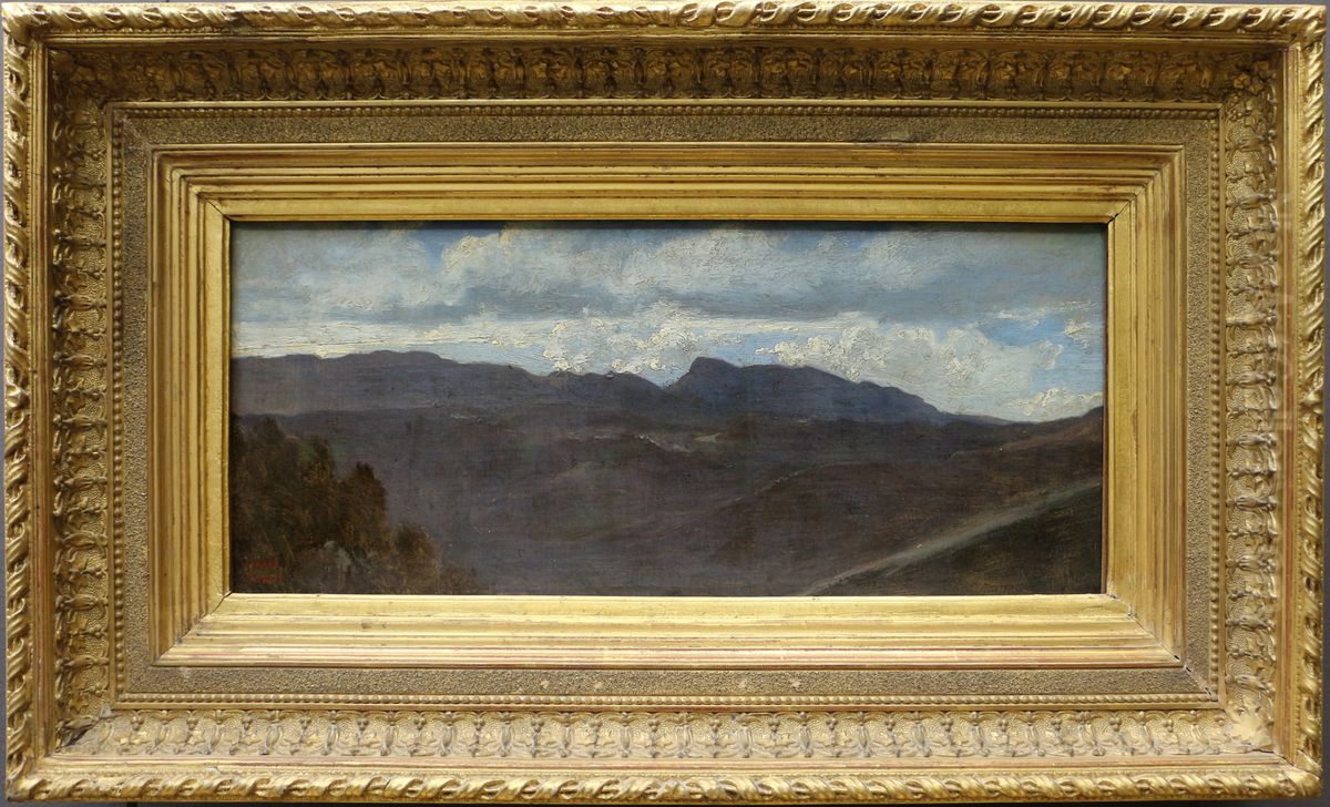 Panorama of the Roman countryside. The Prenestini mountains seen from Olevano Oil Painting by Jean-Baptiste Camille Corot
