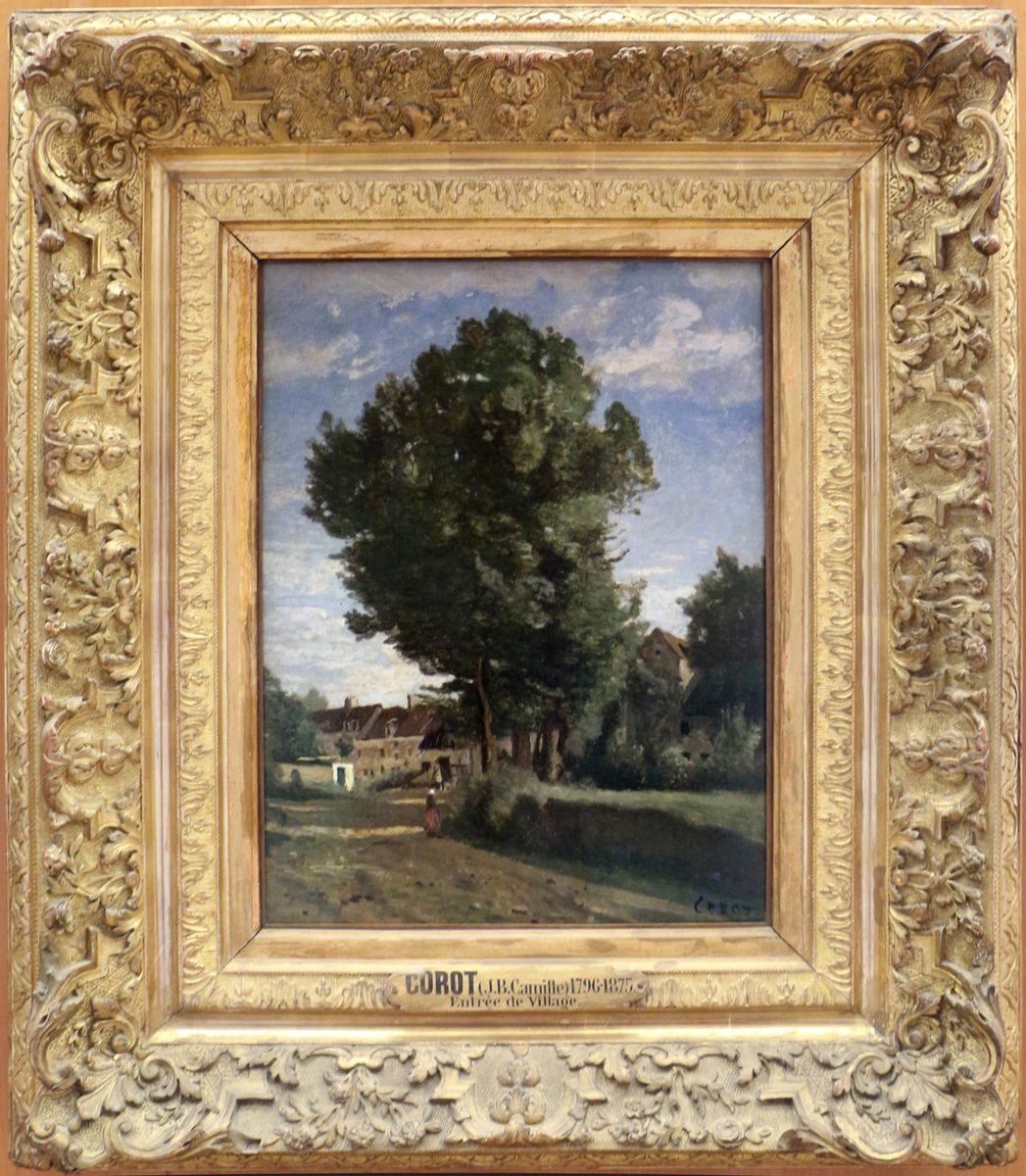 Entree de village, environs de Beauvais du cote de Voisinlieu. Oil Painting by Jean-Baptiste Camille Corot