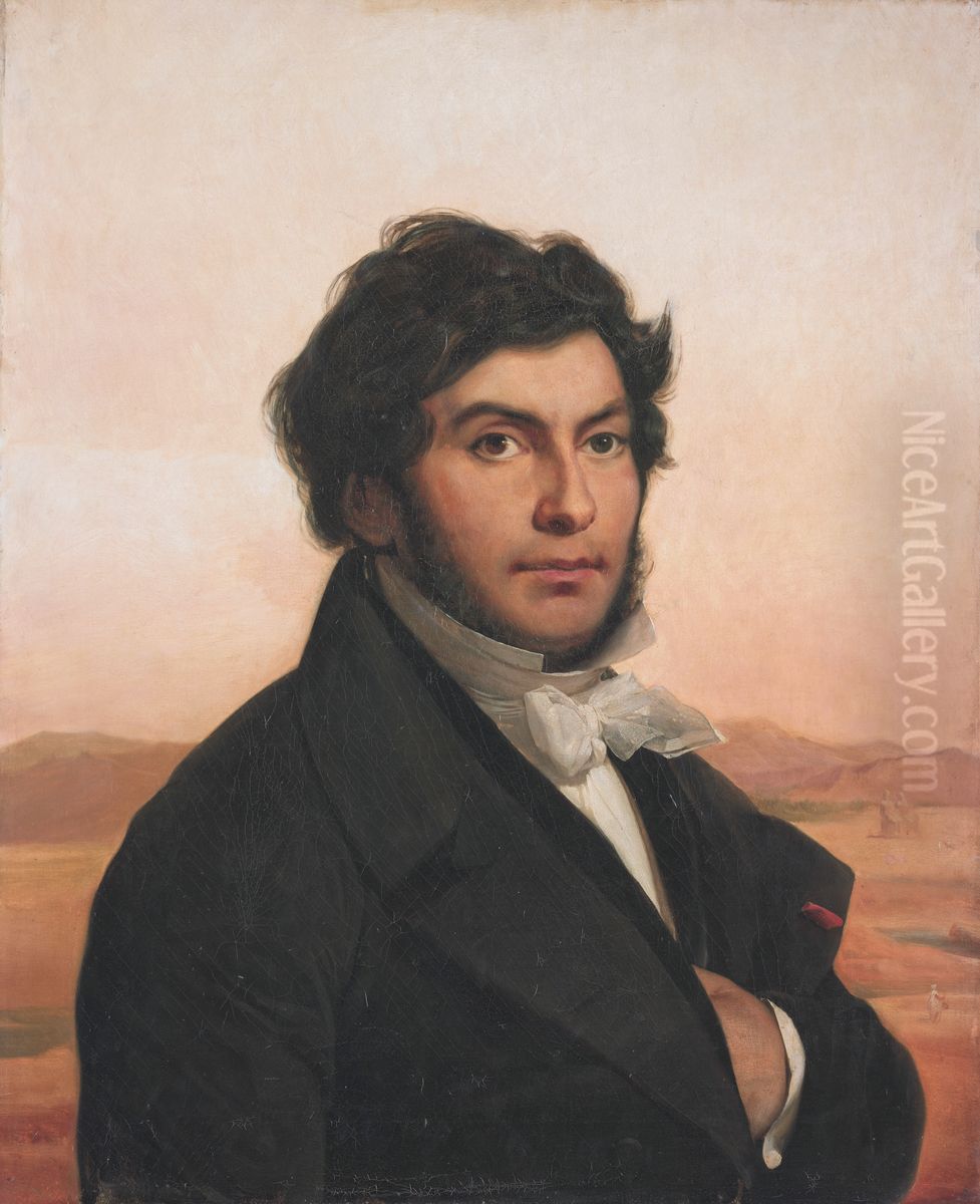 Portrait de Jean-Francois Champollion (1790-1832), dit Champollion le Jeune Oil Painting by Leon Cogniet
