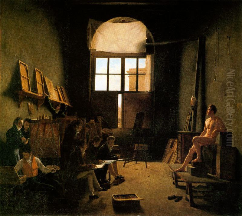 Interior of David's workshop Oil Painting by Mathieu Cochereau