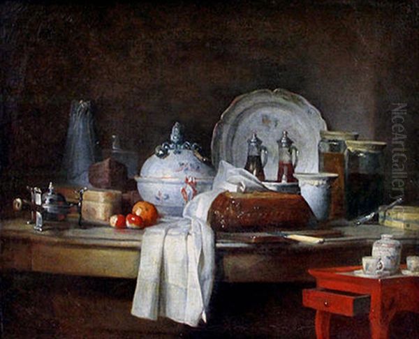 La Table d'office, dit aussi Les Debris d'un dejeuner. Oil Painting by Jean-Baptiste-Simeon Chardin