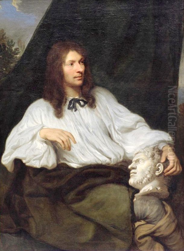 Portrait de l'artiste par lui-meme Oil Painting by Sebastien Bourdon