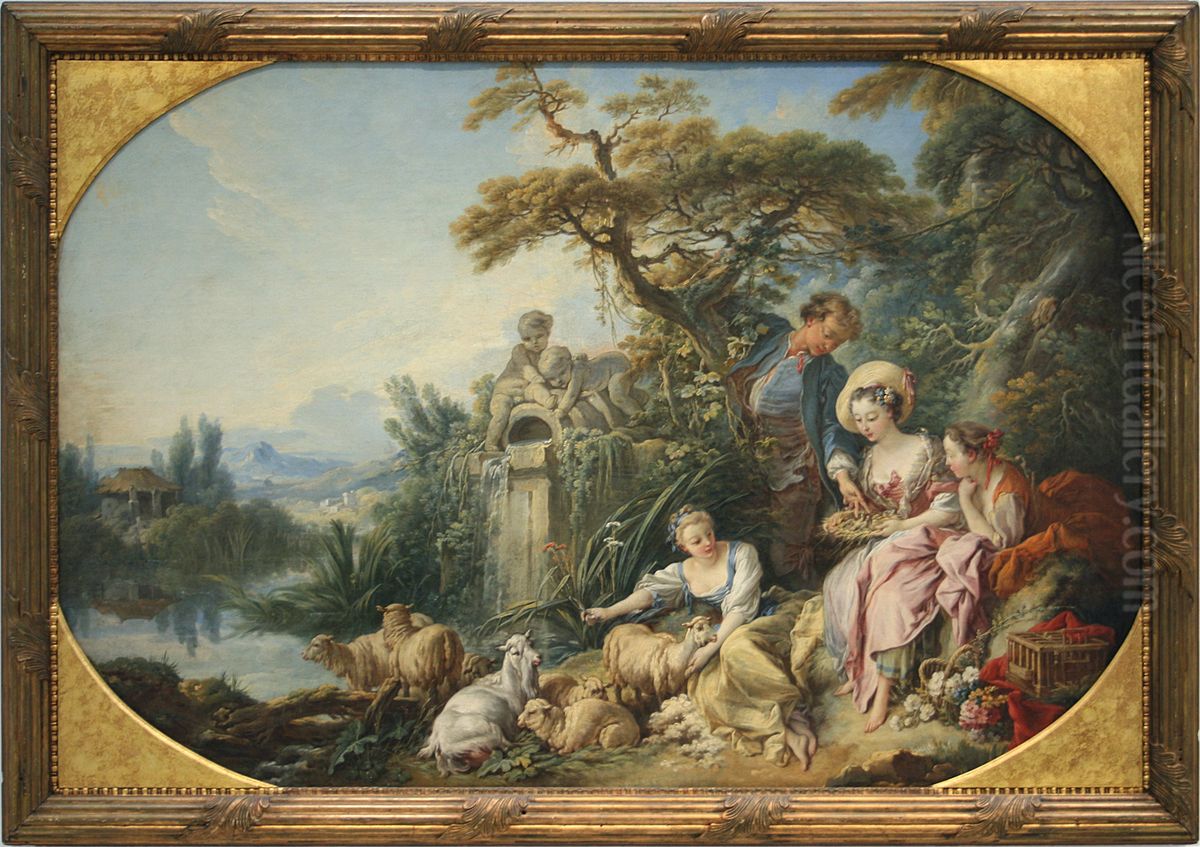 The Nest, also known as the Berger Present Oil Painting by Francois Boucher