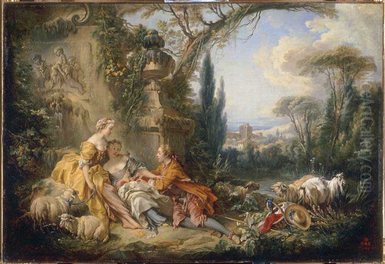 Charms of Country Life Oil Painting by Francois Boucher
