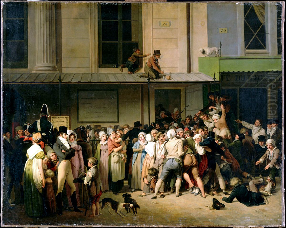 Entrance to a free show at the Ambigu-Comique Theatre Oil Painting by Louis-Leopold Boilly