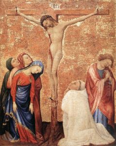 Calvaire avec un moine chartreux.