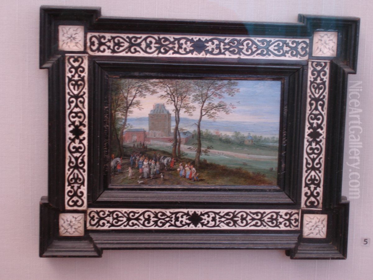 Archduke Albrecht and Isabella before Castle Mariemont Oil Painting by Jan Brughel