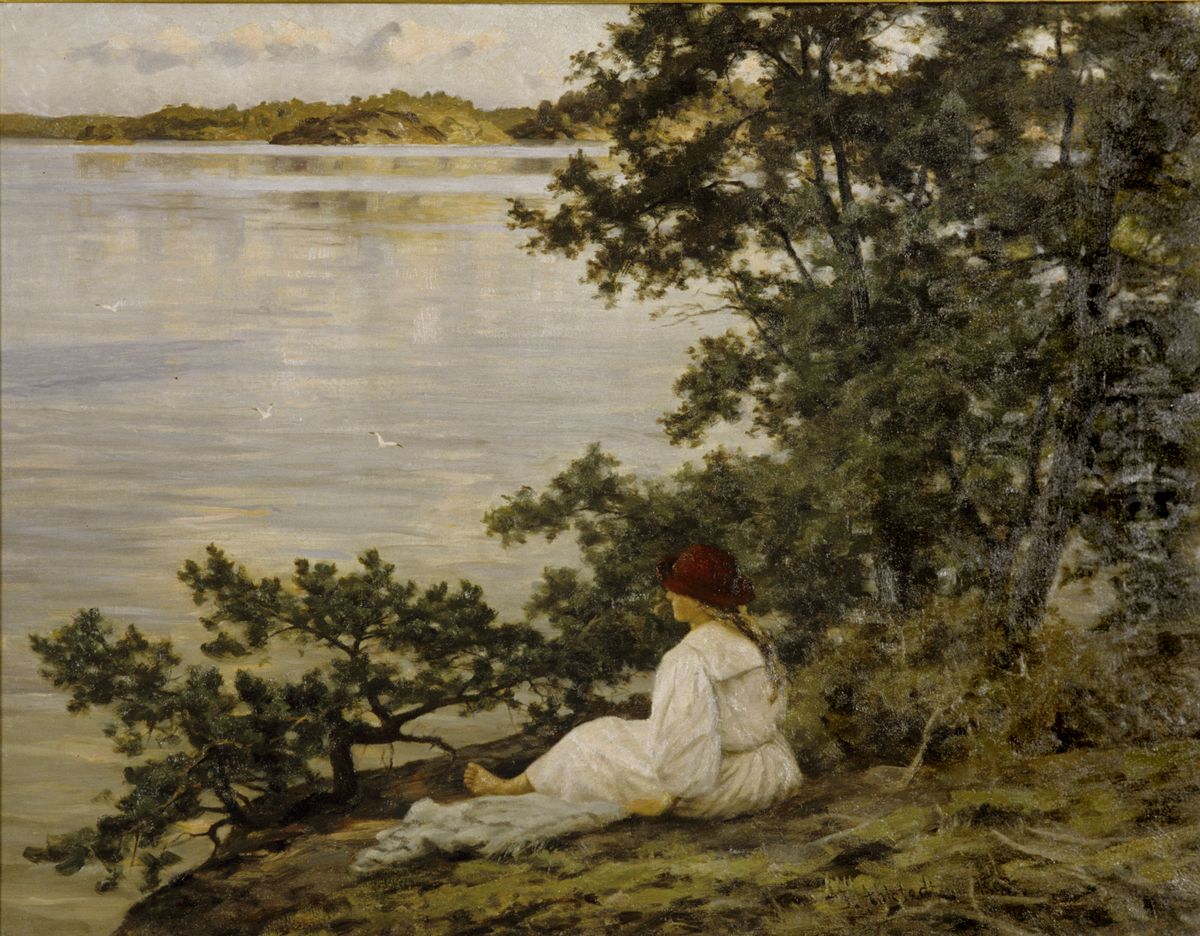 Lugn hvilar sjon Oil Painting by Fredrik Ahlstedt