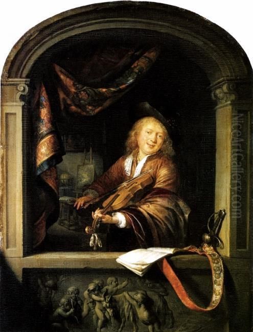 The Violin Player Oil Painting by Gerrit Dou