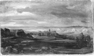 Abendlandschaft mit Burgruine