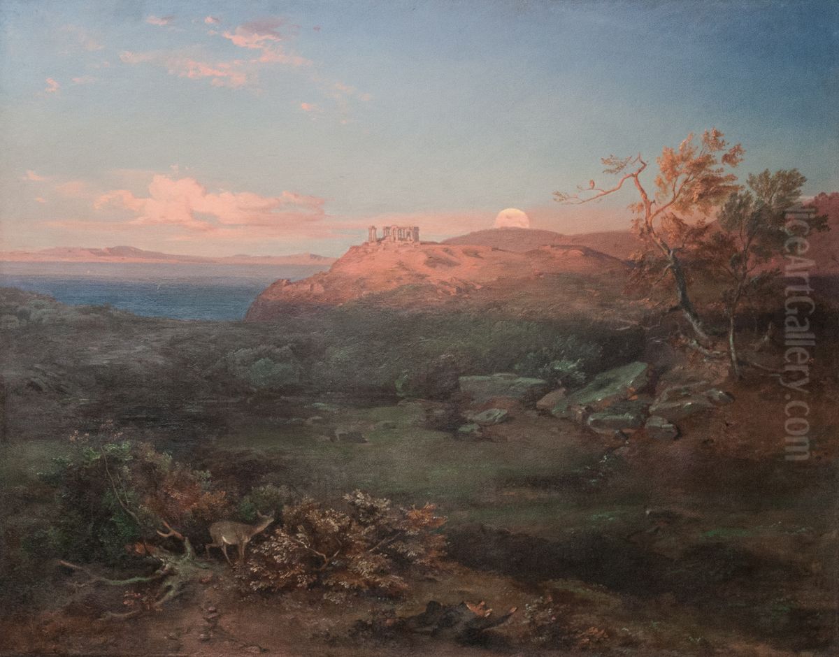 Aigina mit dem Aphaiatempel Oil Painting by Carl Rottmann
