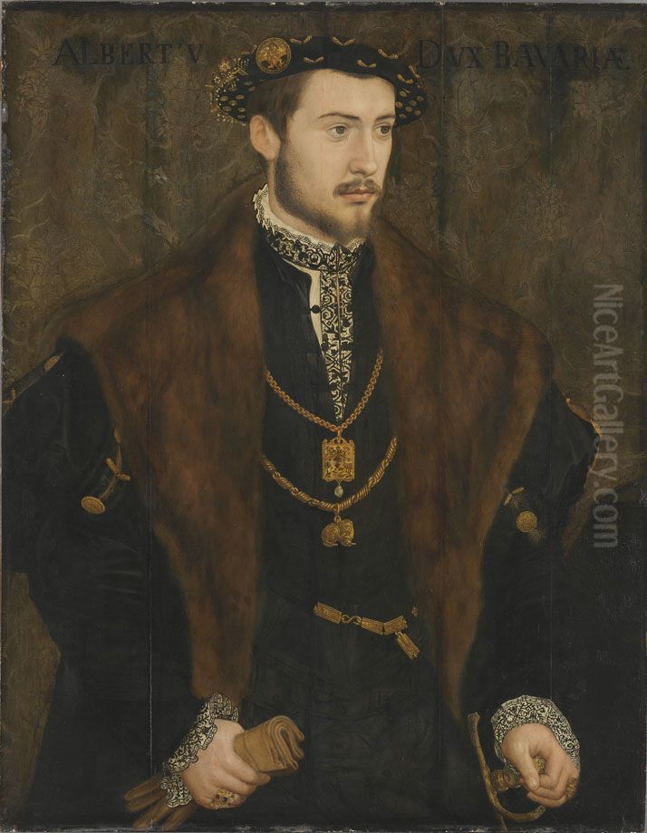 Albrecht V., Herzog von Bayern als Erbprinz Oil Painting by Hans Muelich