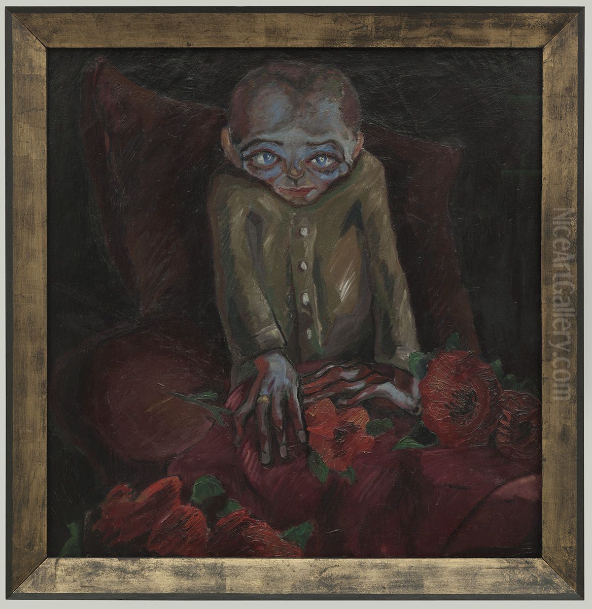 Der Kranke mit den Blumen Oil Painting by Walter Gramatte