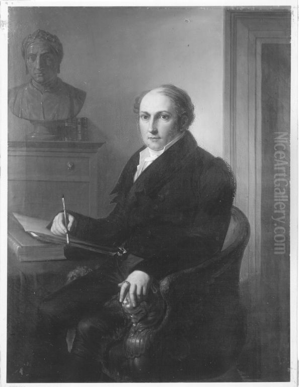 Der Maler Robert von Langer Oil Painting by August Riedel