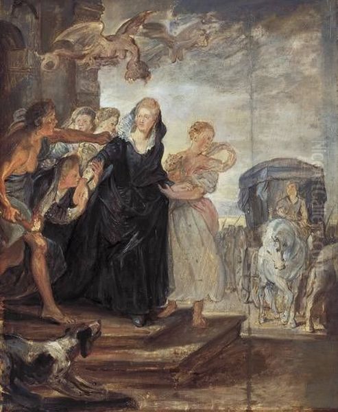 Der Weggang aus Paris (Skizze zum Medici-Zyklus) Oil Painting by (studio of) Rubens, Peter Paul