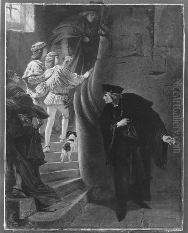 Die Gefangennahme der Sohne Edwards IV. im Tower zu London Oil Painting by Karl von Piloty