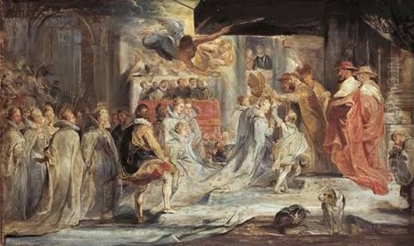 Crowning of Maria de' Medici (sketch) Oil Painting by (studio of) Rubens, Peter Paul