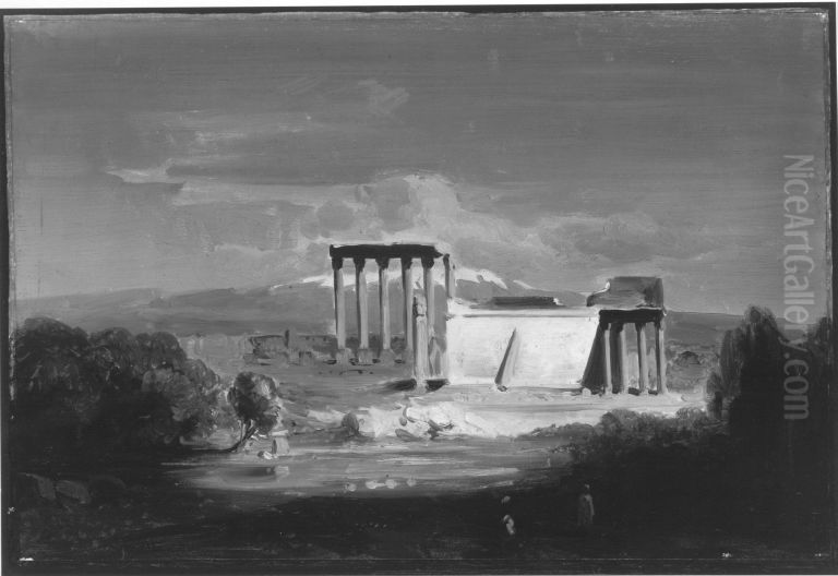 Die Ruinen von Baalbek Oil Painting by August Loffler