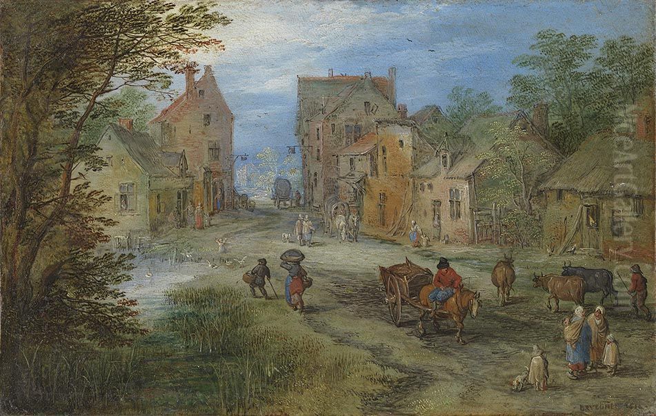 Dorfstrasse Oil Painting by Jan Brughel