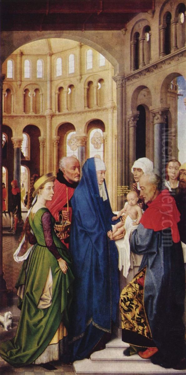 Dreikonigsaltar, rechter Flugel:Darbringung im Tempel Oil Painting by Rogier van der Weyden