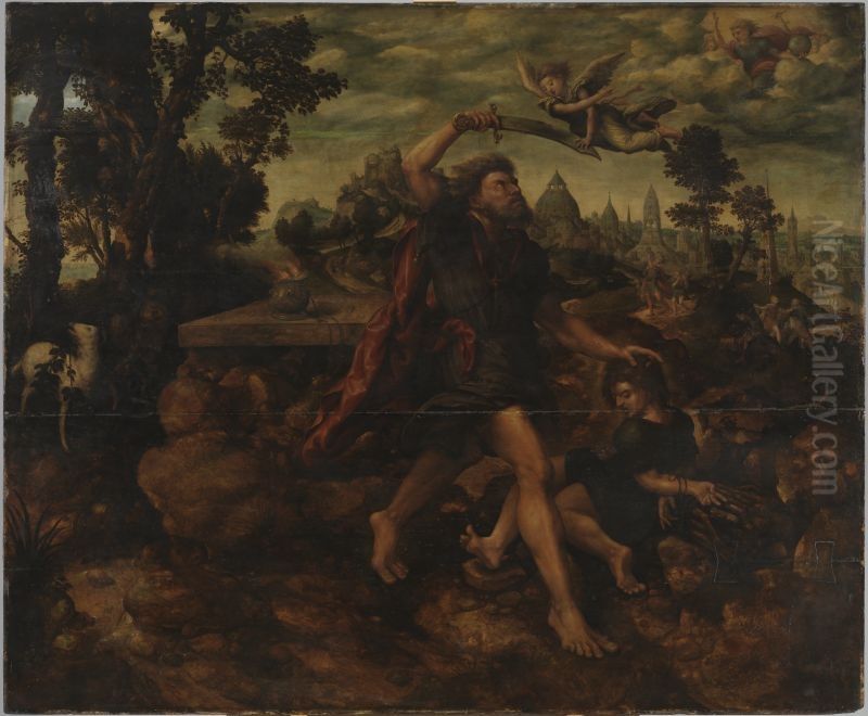 The sacrifice of Abraham Oil Painting by Master of the Augsburg Ecce Homo