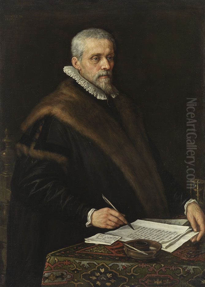 Bildnis des Kaufmanns Leonhard Hermann Oil Painting by Leandro Bassano