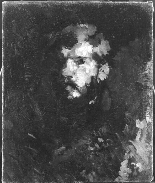 Bildnisstudie eines jungen bartigen Mannes Oil Painting by Wilhelm Leibl