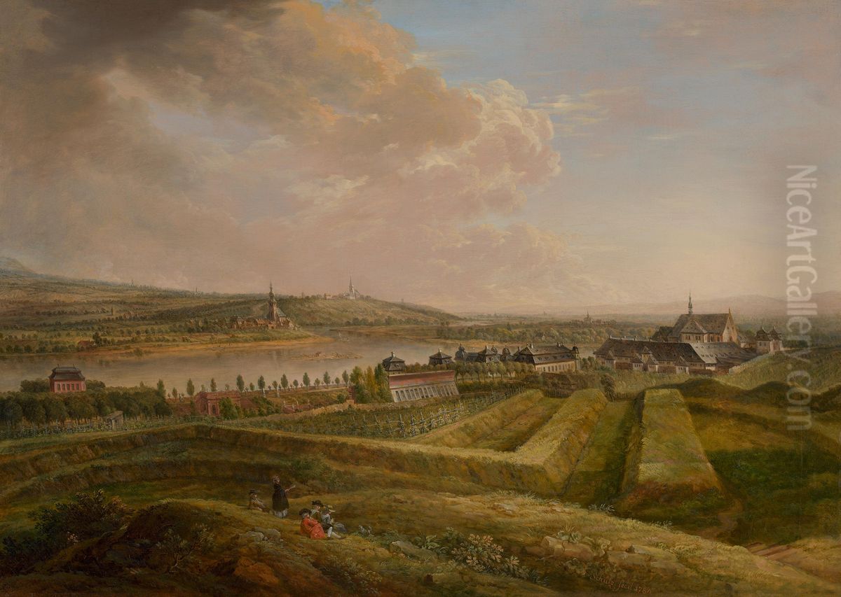 Blick auf das kurmainzische Lustschloss Favorite und die Kartause von Westen Oil Painting by Christian Georg Schutz