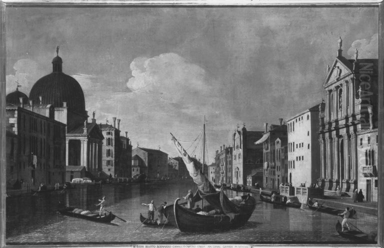 Canale Grande mit der Chiesa degli Scalzi alle Fondamenta della Croce und San Simeone Piccola Oil Painting by Canaletto