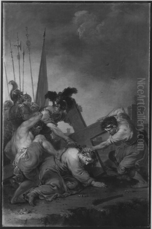 Christus fallt zum zweiten Mal unter dem Kreuz Oil Painting by Januarius Zick