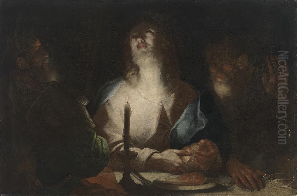 Christus in Emmaus Oil Painting by Christopher Paudiss