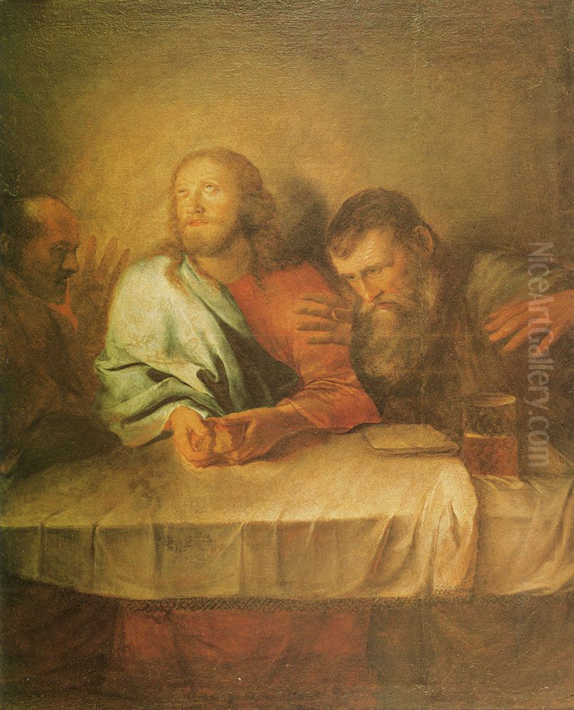 Christus in Emmaus Oil Painting by Christopher Paudiss