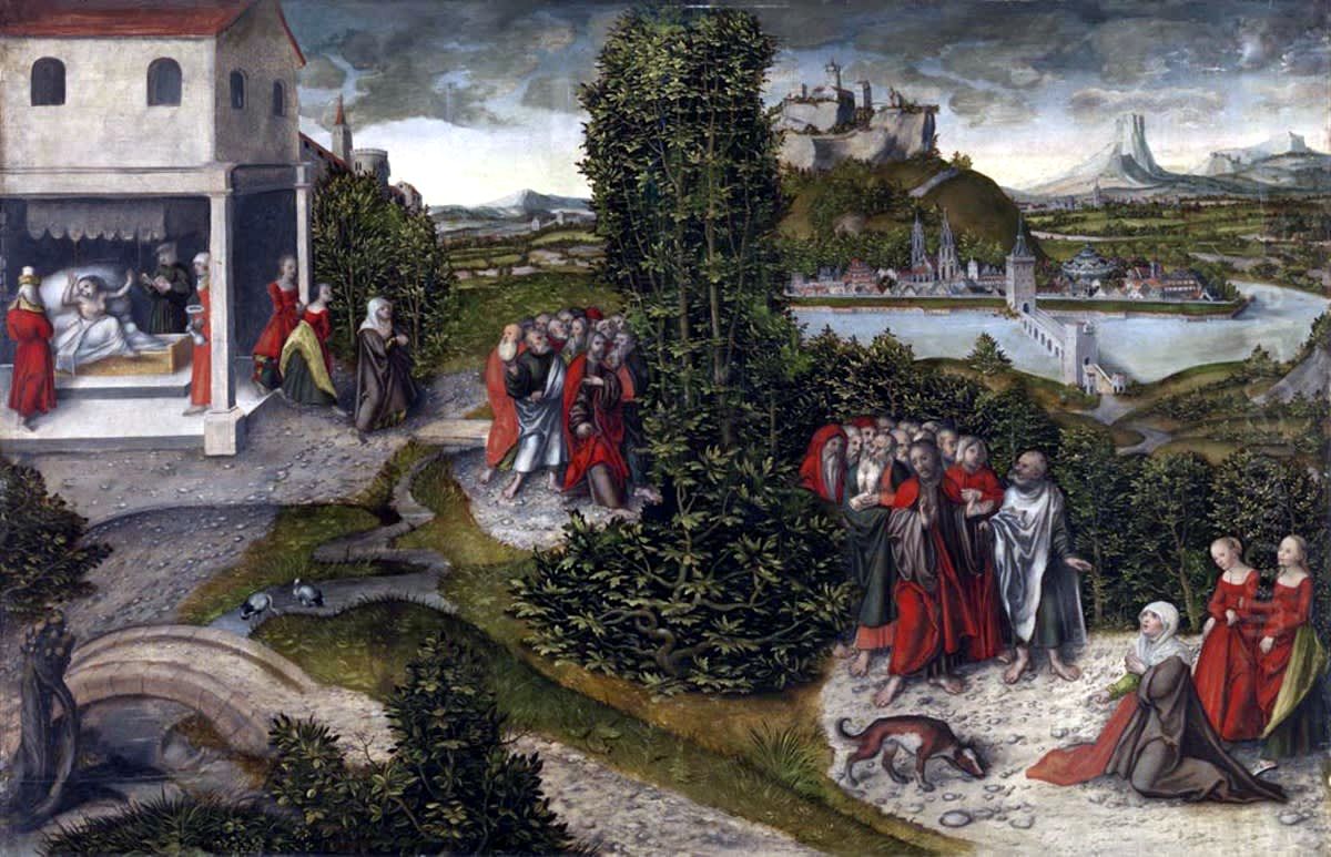 Christus und das kanaanaische Weib Oil Painting by Lucas Cranach the Elder