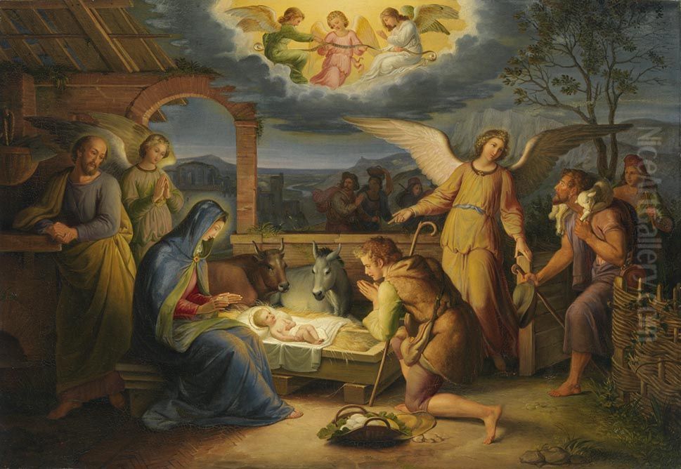 Anbetung der Hirten Oil Painting by Johann Michael Wittmer