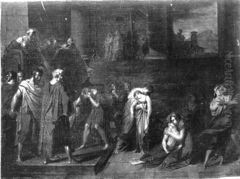 Athenische Kinder werden dem Minotauros zum Opfer bestimmt Oil Painting by Johann Peter Von Langer