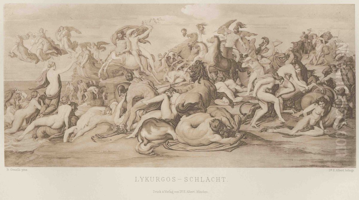 Lykurgos-Schlacht Oil Painting by Bonaventura Genelli