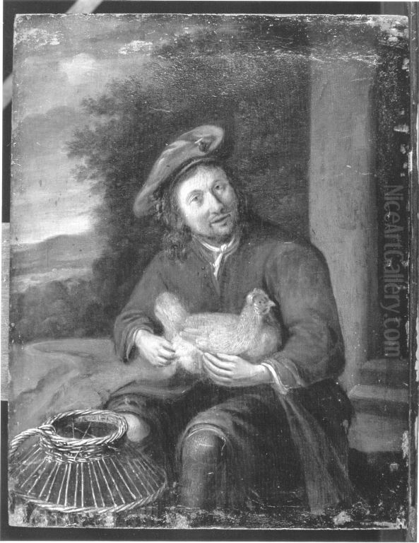 Bauer mit Henne Oil Painting by Norbert Grund