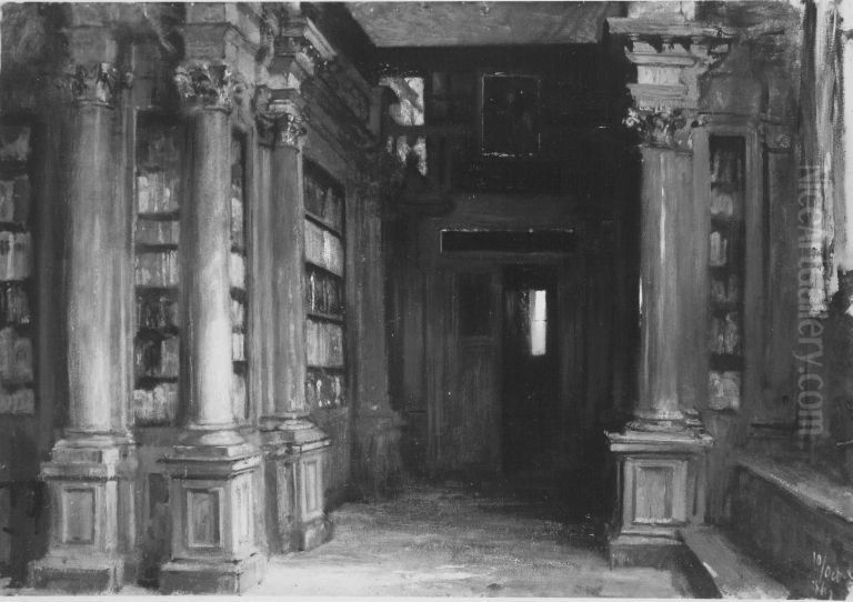 Bibliothek in der Scuola di San Rocco Oil Painting by Ludwig Von Hagn