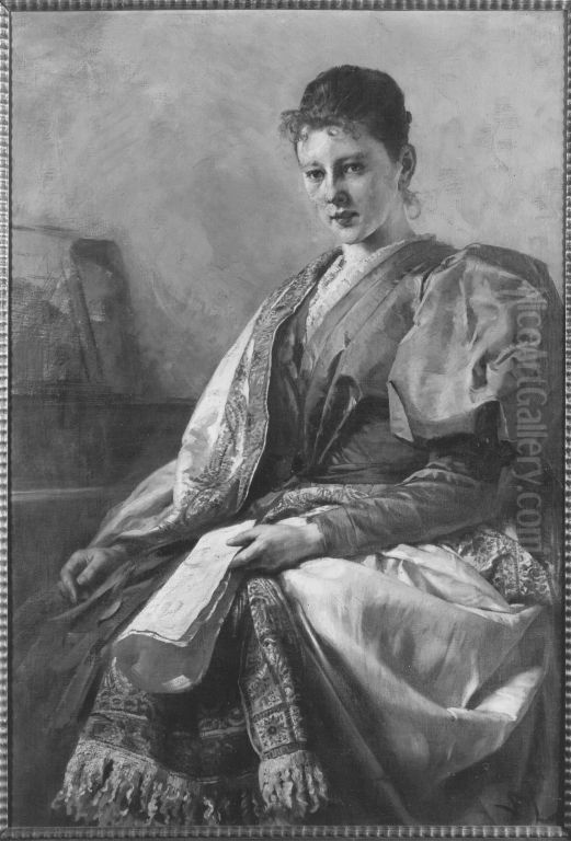 Bildnis der Frau Neugebauer Oil Painting by Wilhelm Lindenschmit the Younger