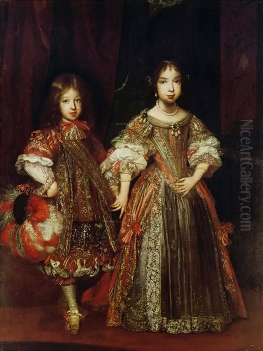Erbprinz Max Emanuel II. und Maria Anna als Kinder Oil Painting by Sebastiano Bombelli