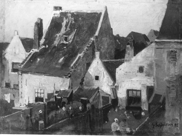 Hauser in Vlissingen Oil Painting by Gustav Schonleber