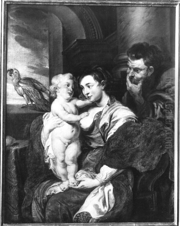 Heilige Familie mit dem Papagei Oil Painting by (studio of) Rubens, Peter Paul