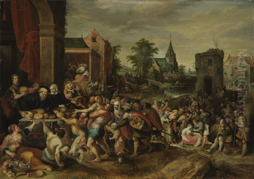 Sieben Werke der Barmherzigkeit Oil Painting by Frans Francken the Younger