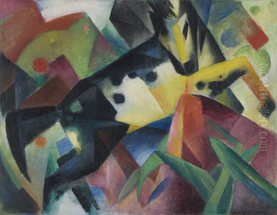 Springendes Pferd Oil Painting by Franz Marc