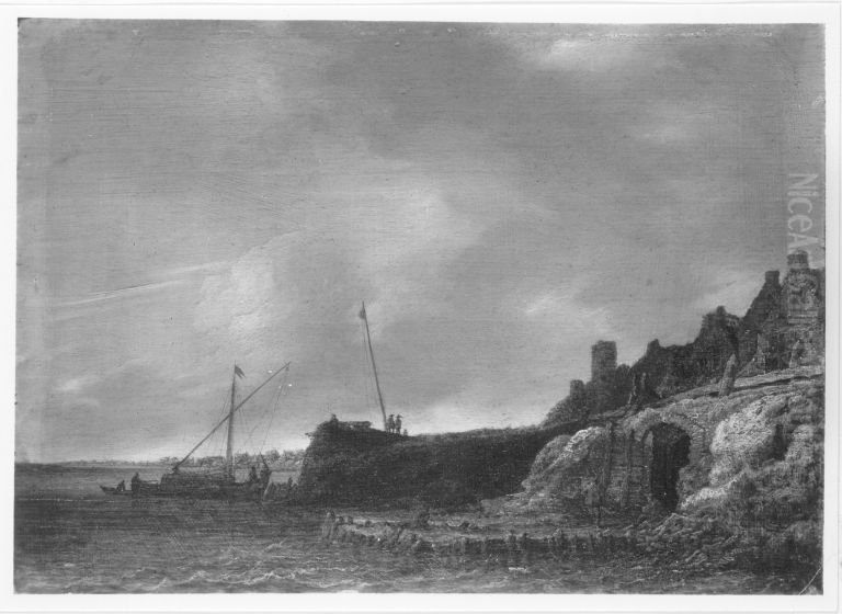 Kuste bei ruhiger See Oil Painting by Simon De Vlieger