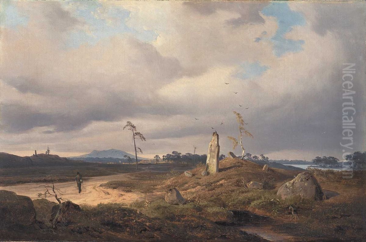 Landschaft mit Runenstein Oil Painting by Andreas Achenbach